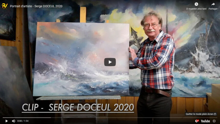 Serge Doceul présentant ses peinture à l'huile